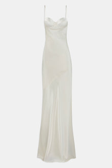 Satin Cup Detail Slip Dress - Cream