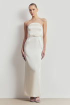 Satin Structured Column Maxi Dress - Cream