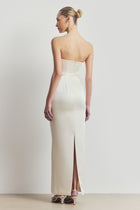 Satin Structured Column Maxi Dress - Cream