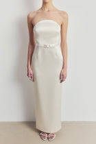 Satin Structured Column Maxi Dress - Cream