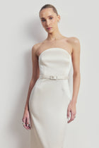 Satin Structured Column Maxi Dress - Cream