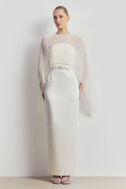 Satin Structured Column Maxi Dress - Cream