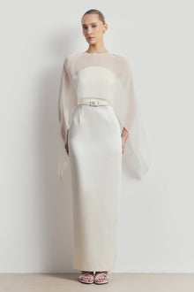 Satin Structured Column Maxi Dress - Cream