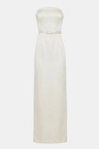 Satin Structured Column Maxi Dress - Cream