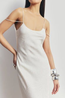Satin Jacquard Cowl Back Camisole Maxi Dress - Cream