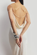 Satin Jacquard Cowl Back Camisole Maxi Dress - Cream