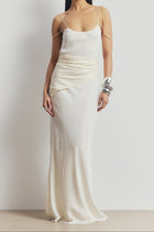 Satin Jacquard Scarf - Cream