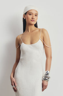 Satin Jacquard Scarf - Cream