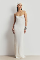 Satin Jacquard Cowl Back Camisole Maxi Dress - Cream