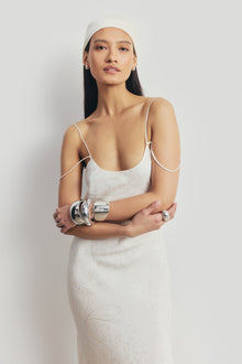 Satin Jacquard Cowl Back Camisole Maxi Dress - Cream