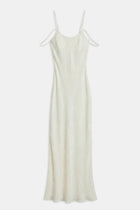 Satin Jacquard Cowl Back Camisole Maxi Dress - Cream