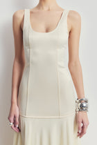 Satin Corset Gown with Chiffon Skirt - Buttermilk