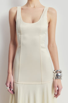 Satin Corset Gown with Chiffon Skirt - Buttermilk