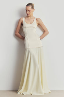Satin Corset Gown with Chiffon Skirt - Buttermilk