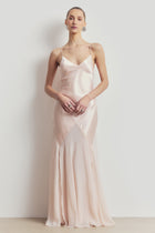Plunging Satin Handkerchief Hem Gown - Blossom