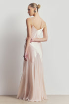Plunging Satin Handkerchief Hem Gown - Blossom