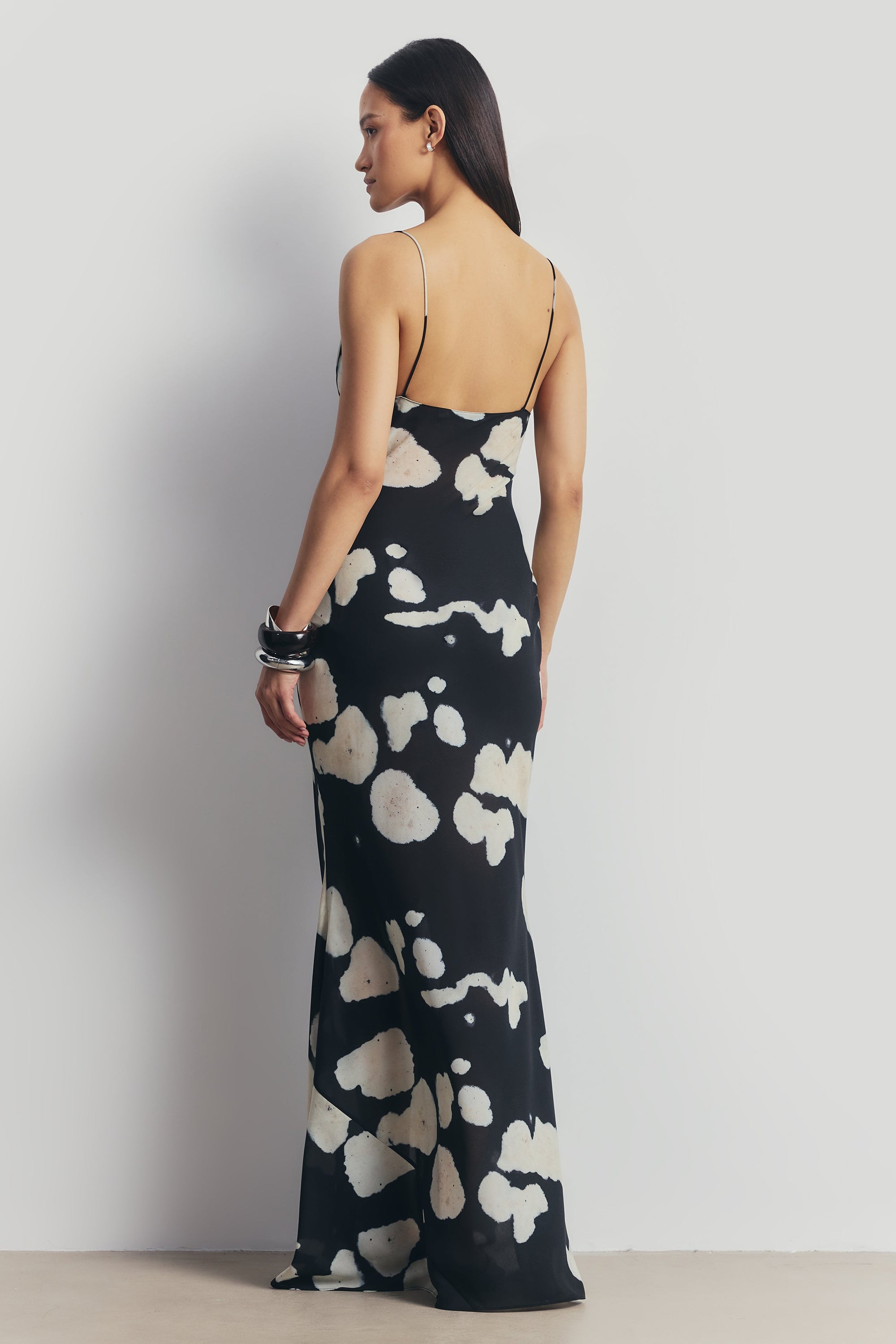 Chiffon Cowl Camisole Maxi Dress - Abstract Pebble