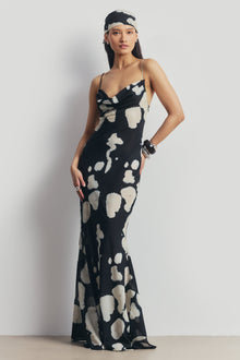 Chiffon Cowl Camisole Maxi Dress - Abstract Pebble