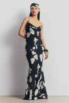 Chiffon Cowl Camisole Maxi Dress - Abstract Pebble