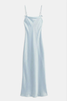 Satin 90's Slip Dress with Bow Detail - Powder Blue