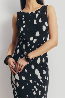 Chiffon Backless Cowl Maxi Dress - Abstract Dot