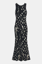 Chiffon Backless Cowl Maxi Dress - Abstract Dot