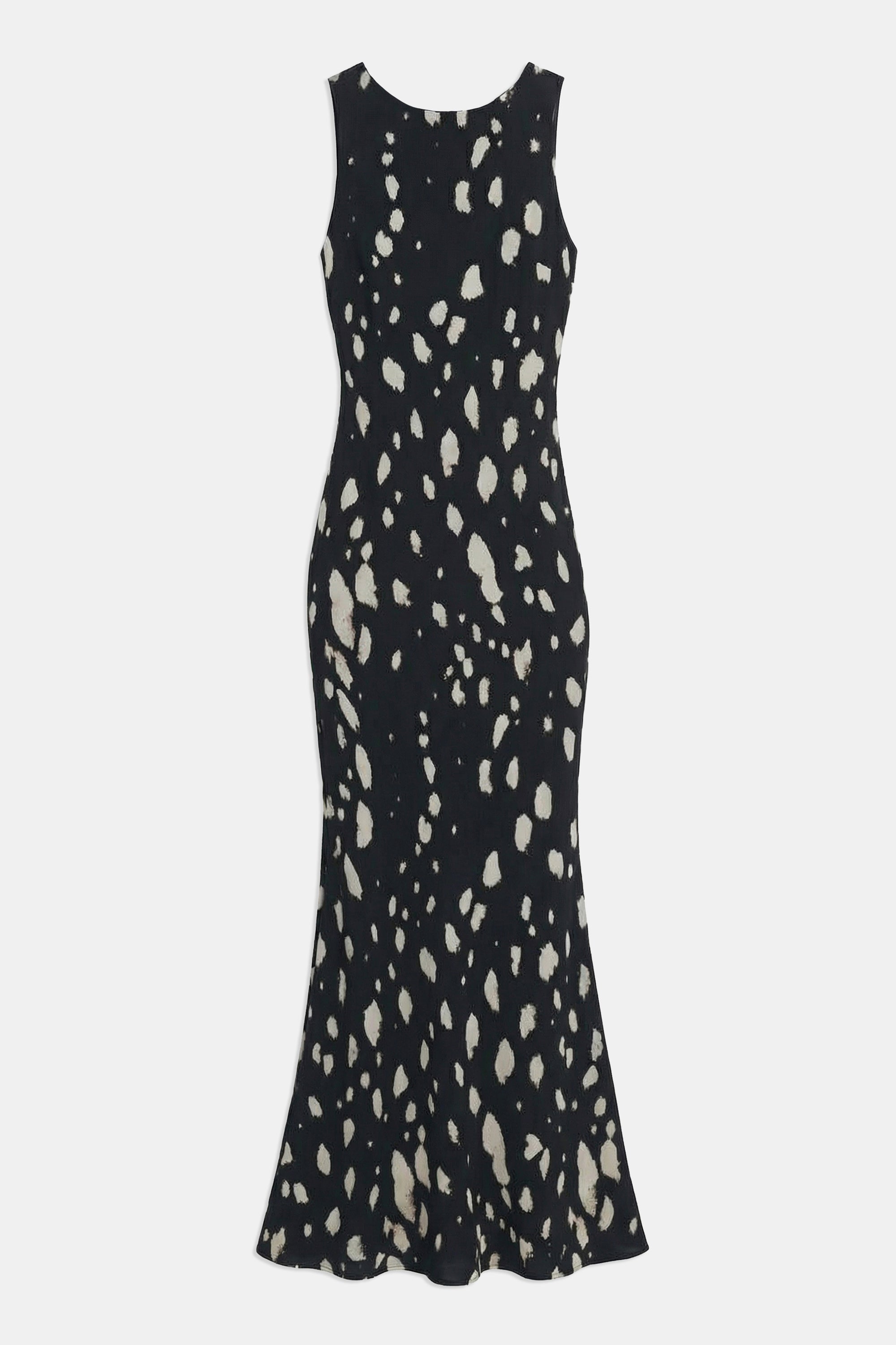 Chiffon Backless Cowl Maxi Dress - Abstract Dot