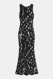 Chiffon Backless Cowl Maxi Dress - Abstract Dot