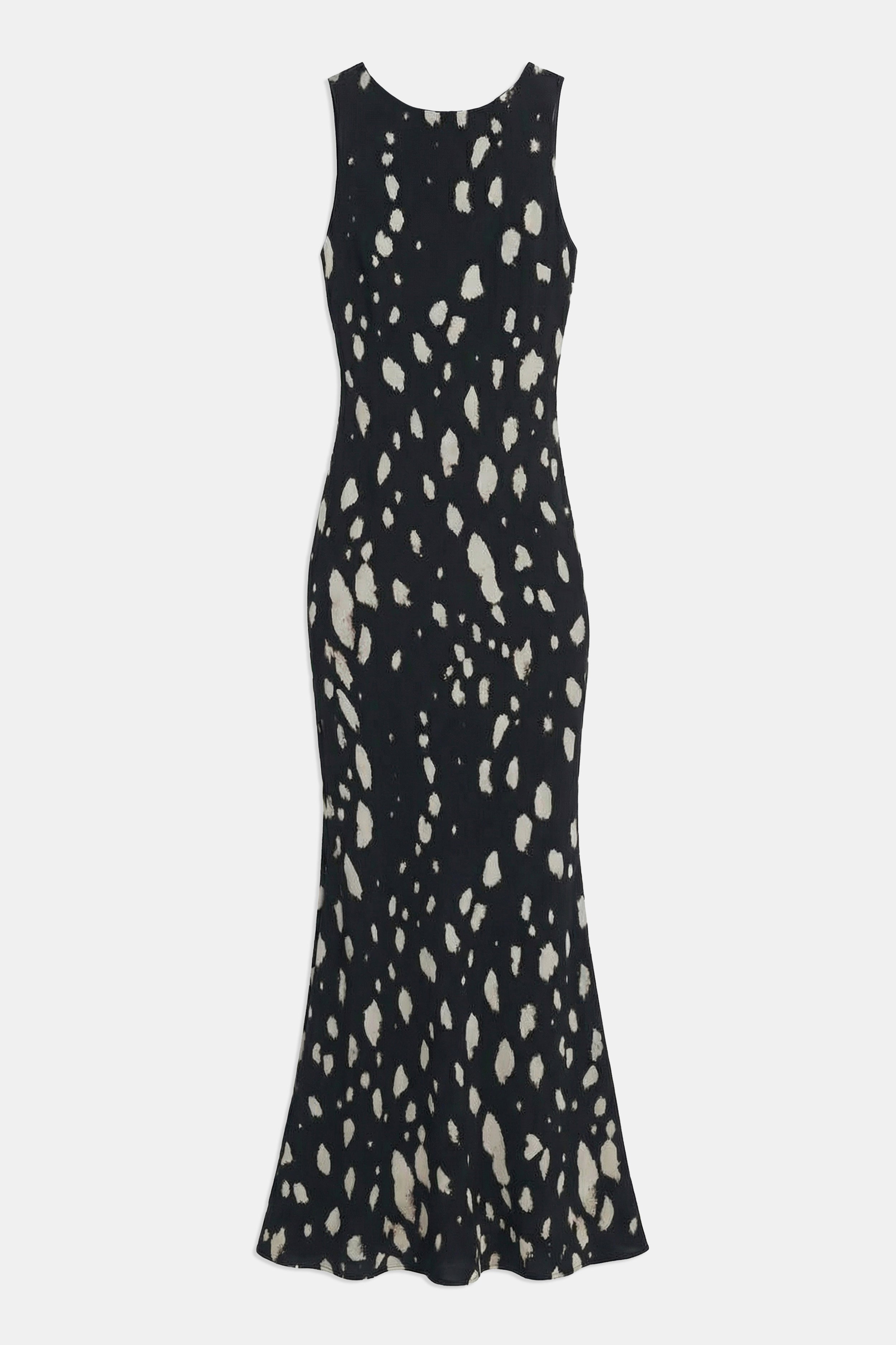 Chiffon Backless Cowl Maxi Dress - Abstract Dot