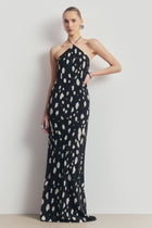 Clean Cut Chiffon Halterneck Gown - Abstract Dot
