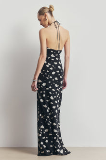 Clean Cut Chiffon Halterneck Gown - Abstract Dot