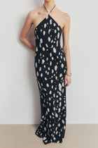 Clean Cut Chiffon Halterneck Gown - Abstract Dot