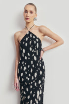 Clean Cut Chiffon Halterneck Gown - Abstract Dot