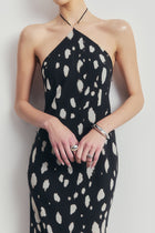 Clean Cut Chiffon Halterneck Gown - Abstract Dot