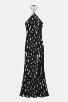 Clean Cut Chiffon Halterneck Gown - Abstract Dot
