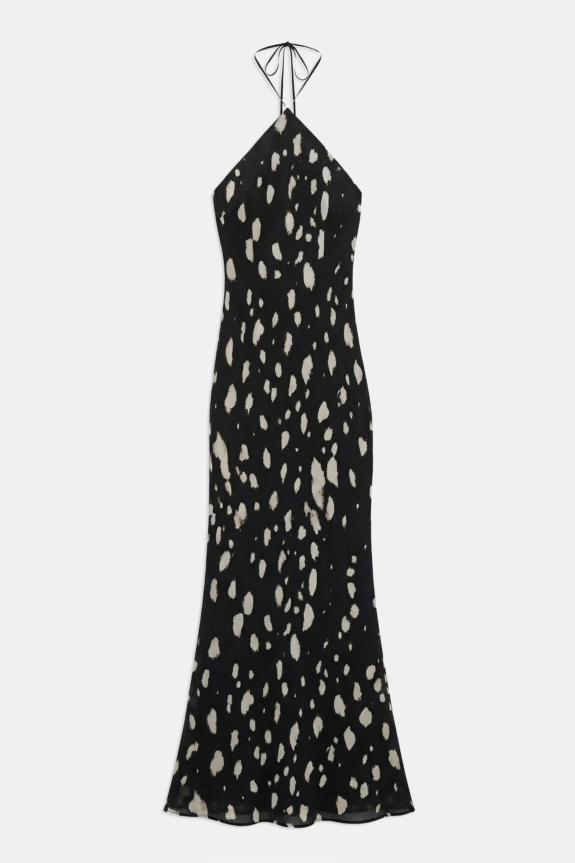 Clean Cut Chiffon Halterneck Gown - Abstract Dot