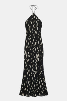 Clean Cut Chiffon Halterneck Gown - Abstract Dot