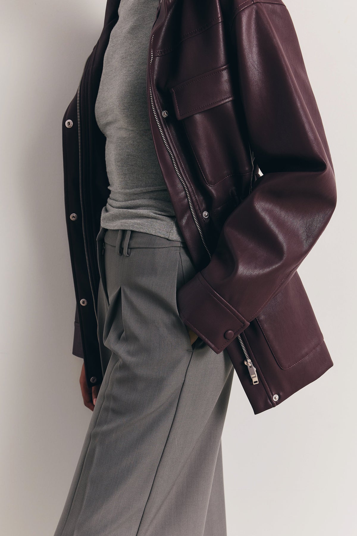 Box Pleat Tailored Wide Leg Trousers - Slate