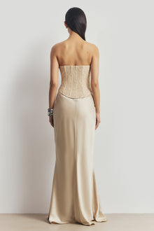 Lace Corset Gown with Sweetheart Neckline - Champagne