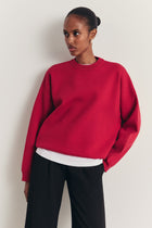 Relaxed Dropped Shoulder Crew Neck Jumper - Scarlet