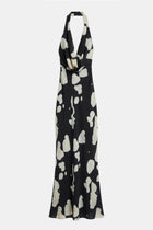 Chiffon Plunging Cowl Neck Maxi Dress - Abstract Pebble