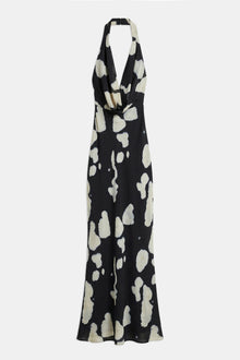 Chiffon Plunging Cowl Neck Maxi Dress - Abstract Pebble