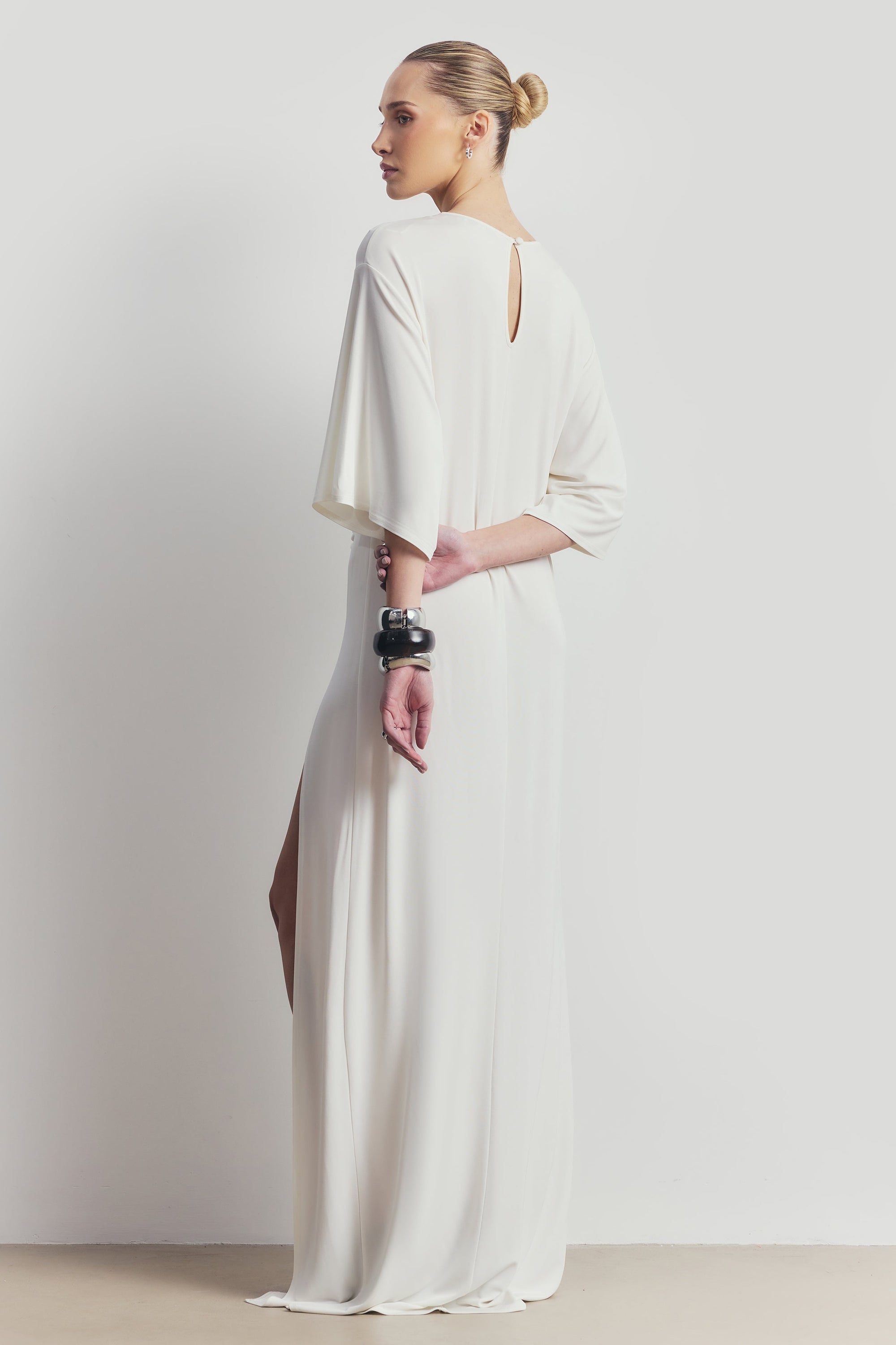Relaxed Dropped Waist T-Shirt Gown - White