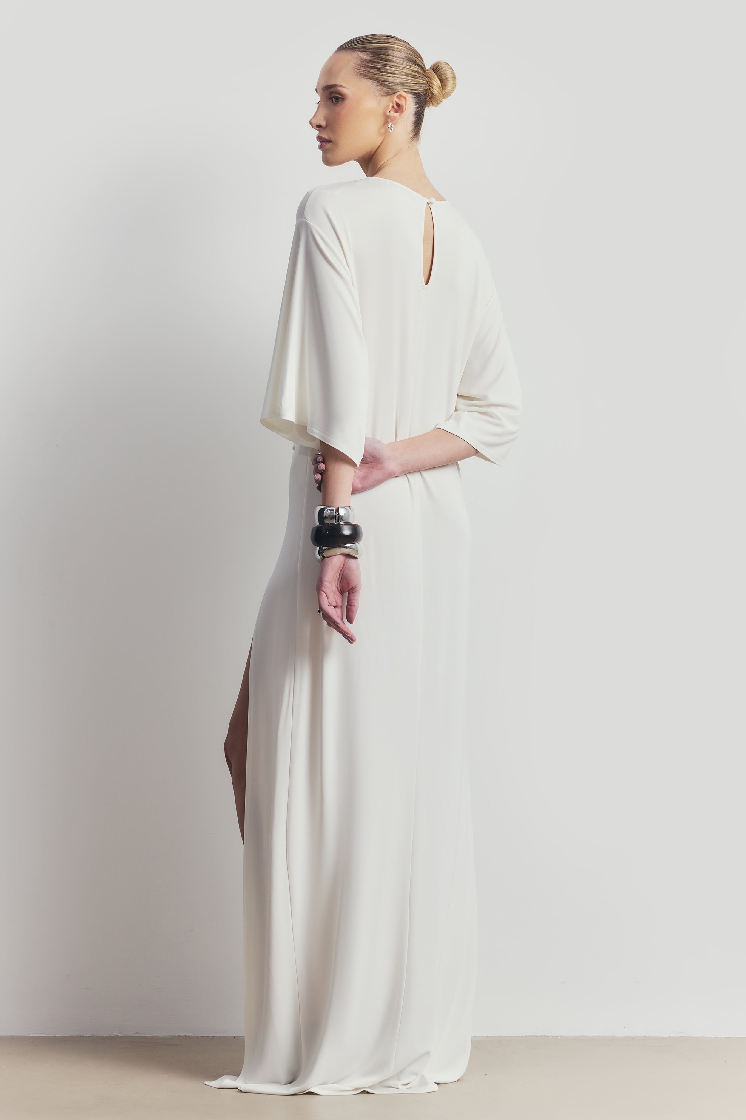 Relaxed Dropped Waist T-Shirt Gown - White