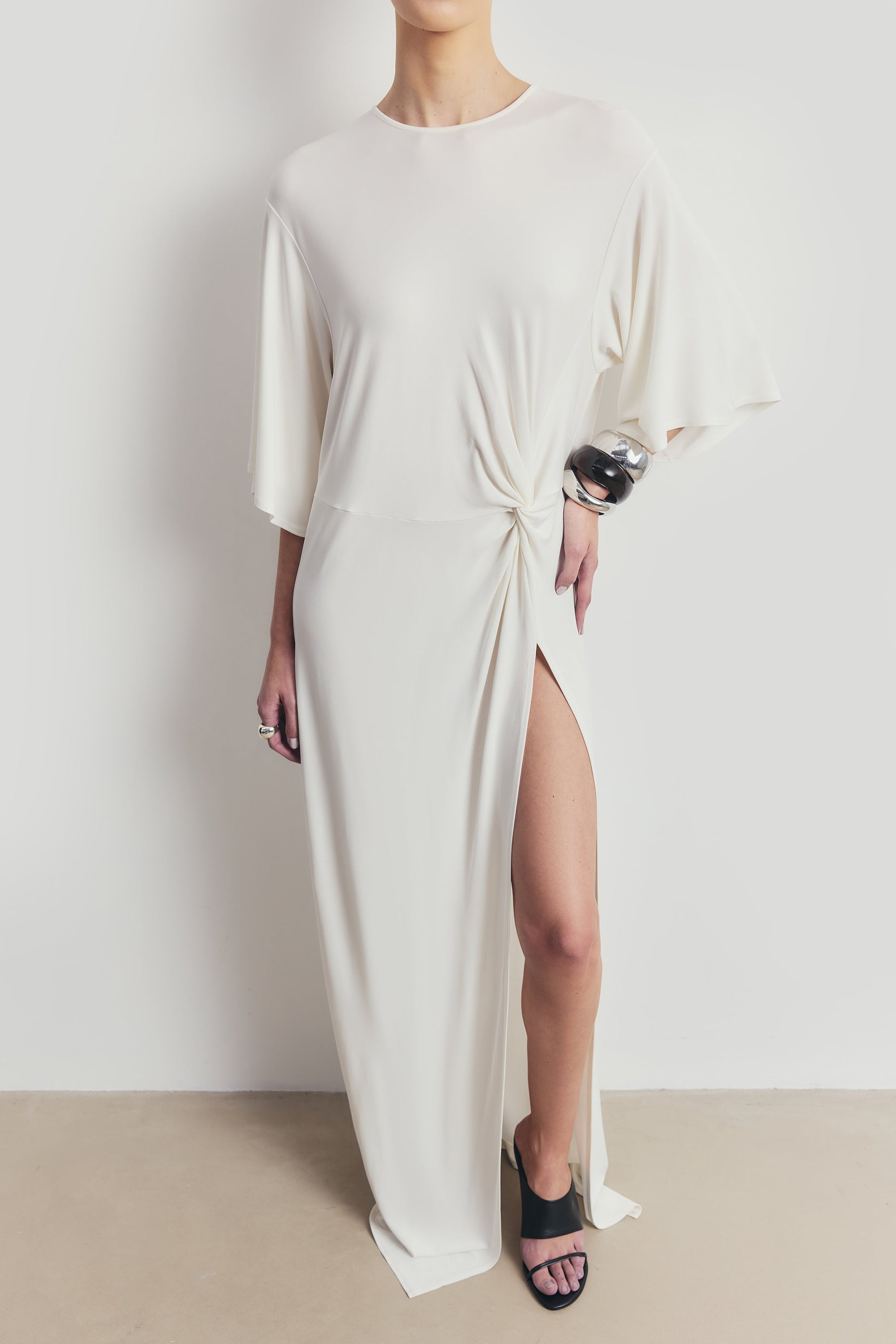 Relaxed Dropped Waist T-Shirt Gown - White