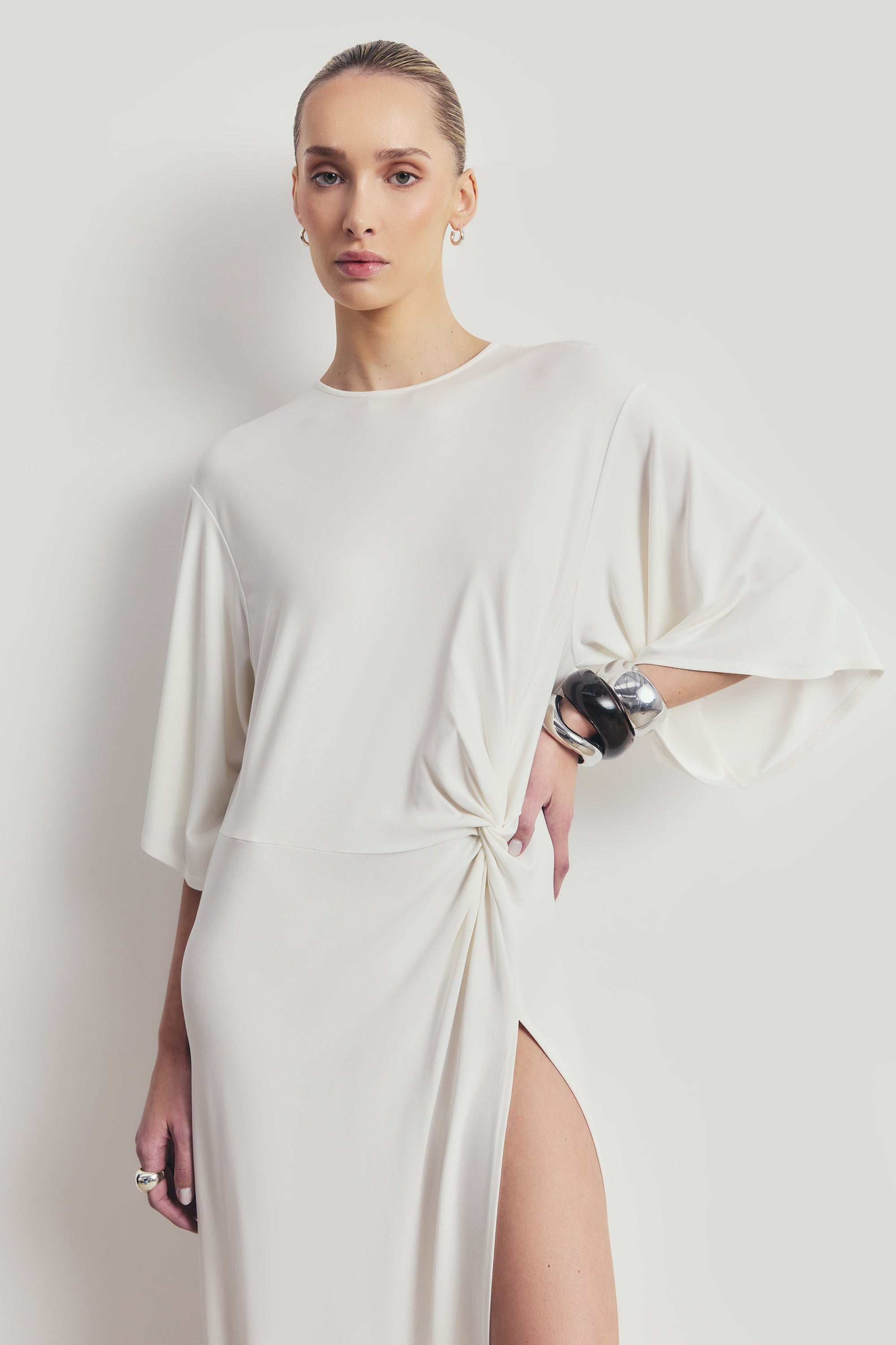 Relaxed Dropped Waist T-Shirt Gown - White