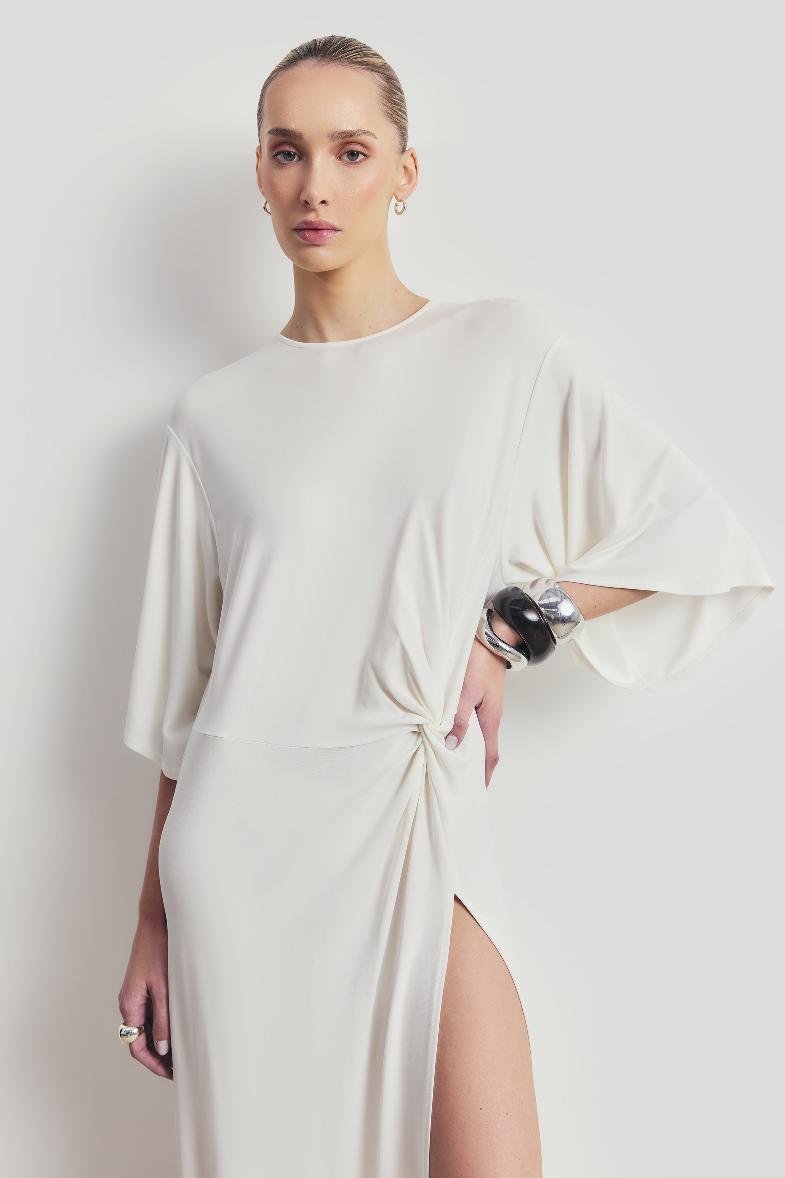 Relaxed Dropped Waist T-Shirt Gown - White