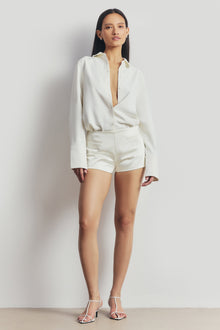 Tailored Satin Micro Shorts - White
