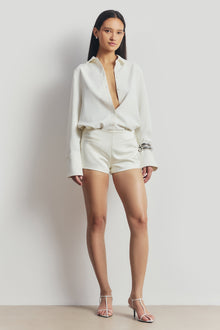 Tailored Satin Micro Shorts - White