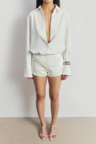 Tailored Satin Micro Shorts - White